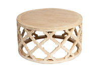 Table basse moderne réglable en hauteur pour salon, cadre en teck blanc délavé, couleur bois naturel, pour intérieur/extérieur