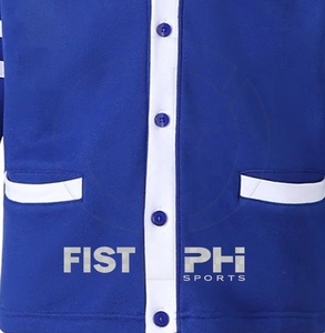 เสื้อคาร์ดิแกนผ้าฟลีซสีน้ำเงินสำหรับผู้หญิง ZPB คอวี แขนยาว สไตล์ลำลอง สีพื้น แต่งขอบตัดกัน ติดกระดุมด้านหน้า สีน้ำเงินรอยัล - Product Image 3