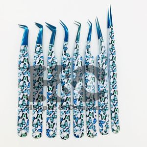 Pince à épiler papillon manche bleu Plasma pointe Logo durable Extension de cils pince à épiler emballage pince à cils vison - Product Image 5