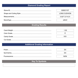 1,5 Carat E Color VS1 Corte de cojín largo Diamante cultivado en laboratorio certificado GIA Excelente claridad y corte Diamante Suelto - Product Image 2