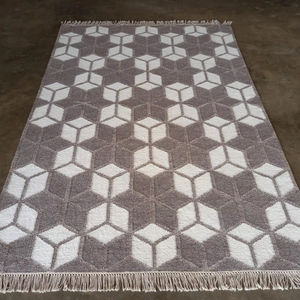 Tapis faits main en laine/soie au design moderne, noués à la main avec motif abstrait, taille et couleur personnalisables, antidérapants, adaptés aux animaux domestiques, à poils plats - Product Image 4