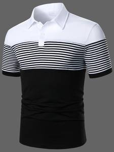 Camiseta Polo de manga corta con botones y logotipo personalizado OEM y ODM para hombre con diseño de ondas geométricas disponible a precio mayorista - Product Image 4