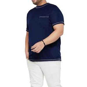Elegante Camiseta de algodón azul o cuello contraste costura con logotipo personalizado bordado Premio al por mayor - Product Image 2