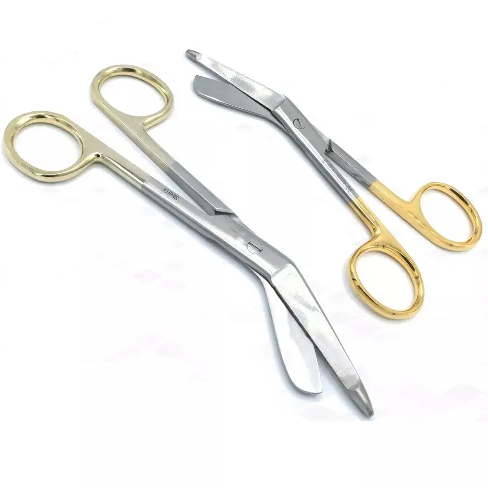 Supercut Lister Bandage Scissors 5.5 + 4.5'', One Serrated Blade, Gold Handle Orthopedic Surgery Surgical Scissors