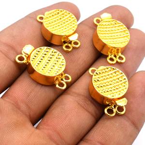 Prem Bhaya 25X16X7MM Cierre de caja floral para una/varias hebras 3 hebras 18K oro/plata antigua/componentes de joyería de cobre antiguo - Product Image 3