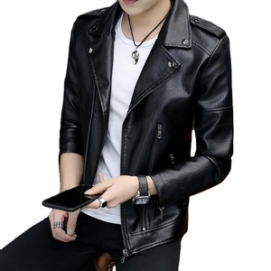 แจ็คเก็ตหนัง PU หนังแกะสำหรับผู้ชายฤดูใบไม้ร่วงฤดูหนาวเสื้อโค้ทไฮสตรีทใหม่เสื้อโค้ทสำหรับนักขี่จักรยานเข้ารูปแบบมีซิปด้านข้าง - Product Image 2