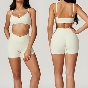 Mallas de 2 piezas con bolsillos de calidad superior para mujer, ropa deportiva para Fitness y Yoga, Sujetador deportivo con hombros inclinados, conjuntos de Fitness para gimnasio - Product Image 2