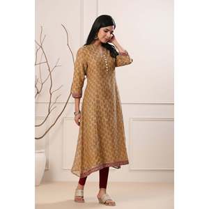 Kurta Chandani Bahar Chanderi con Corte en A, Cintura Natural y Estampado Digital - Product Image 2