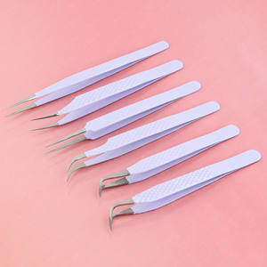 Crochet ergonomique Pince à cils à pointe pointue Pince à épiler droite Isolation du volume Pince à épiler incurvée en acier inoxydable pour méga volume - Product Image 1