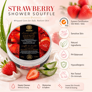 SAULES FABRIKA Crème Douche Soufflée à la Fraise et à l'Aloe 150g – Mousse Hydratante Éclaircissante pour Tous Types de Peau – Douceur et Luxe pour le Bain - Product Image 2