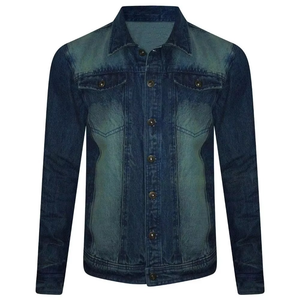 Chaqueta Vaquera de Mezclilla para Hombre, Hecha a Medida, con Cuello Alto, Recubierta, Azul, Algodón Elástico, Talla Grande, Exterior de Cuero Genuino - Product Image 4
