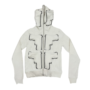 Chaqueta con cremallera para hombre, ropa de calle con estampado de calavera en blanco personalizado, Sudadera con capucha y cremallera completa al por mayor - Product Image 2