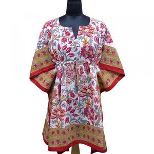 Best Selling Products Luxury <b>Kaftan</b> Free Size Pure Cotton Hand Block Printed Fashionable Beach <b>Kaftans</b> for Sale - Product Image 1