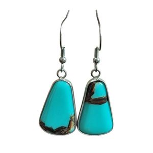 Pendiente de gota para mujer, piedra preciosa turquesa tibetana Natural, piedra natal de diciembre, joyería hecha a mano para boda, pendiente de Plata de Ley 925 - Product Image 2