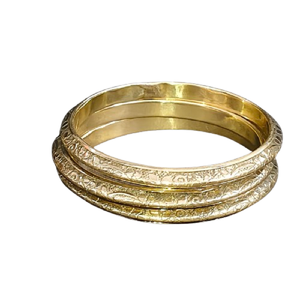 2-Piece Luxury <b>Gold</b>-Plated Brass Wavy Textured <b>Bangle</b> <b>Set</b> for Women - Elegant Ripple Design Bracelet <b>Set</b> - Traditional & Modern - Product Image 6