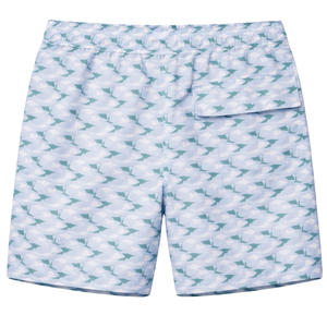 Shorts de bain recyclés pour hommes, motif tropical abstrait vert, séchage rapide, avec cordon de serrage à la taille élastique - Product Image 2