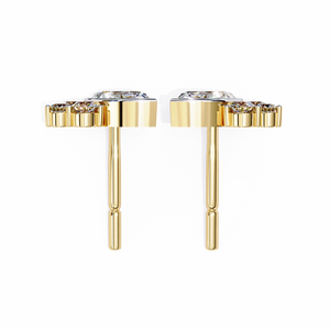 18K Gold Round & Marquise Cut Diamond Earrings with Lab-Grown Gemstones for Women - Product Image 4