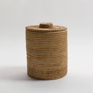 Rattan garbage <b>bin</b> cheapest cost bathroom waste basket <b>with</b> <b>lid</b> eco-friendly container <b>bins</b> - Product Image 1