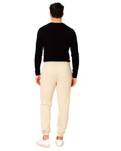 <b>Men</b> Beige Fleece Jogger <b>Pants</b> with Elastic Waistband Drawstring Closure Soft Cotton Fabric Perfect for Casual and <b>Lounge</b> Wear - Product Image 2