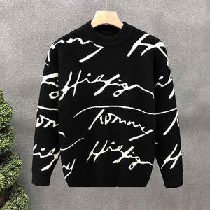 Suéter de punto superior con letras nuevas de invierno para hombre, Jersey grueso cálido de algodón personalizado a la moda para mujer - Product Image 2