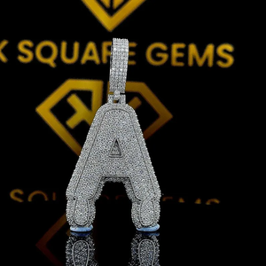 Moissanite 'A' Médaillon Initial Moissanite Initiale A Pendentif Diamant Personnalisé Un Pendentif/Lettre Initiale Argent 925 Charm A-Z - Product Image 1