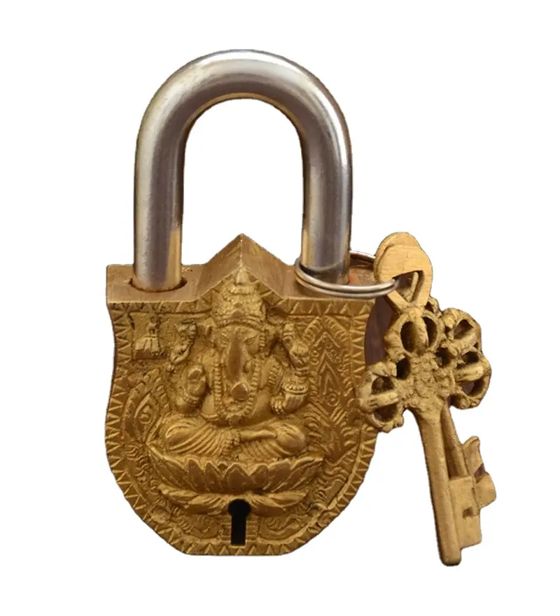 Kunci Antik Kualitas Tinggi Premium Gembok Besi & Kunci Gaya Kunci Antik dengan 2 Tombol Kunci Kondisi Kerja untuk Keamanan
