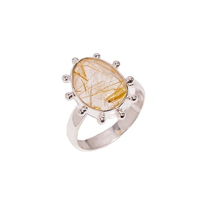 Bague rutile en or en argent sterling 925, bijoux personnalisés pour femmes et filles, fournisseurs de bagues en argent faites à la main - Product Image 1