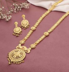 Ensemble de bijoux long plaqué or Vintage traditionnel chaîne à maillons bijoux de mode avec laiton élégant Vintage plaqué or bijoux longs - Product Image 1