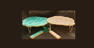 Wholesale Resin Metal Cake Platter & Stand <b>Blue</b> Modern Eco-Friendly 6-Piece Set for Wedding & Birthday Parties - Product Image 5