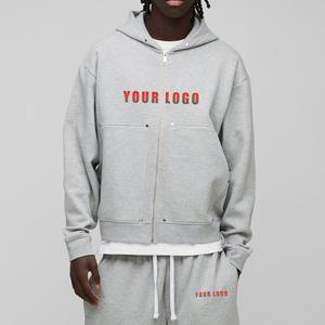 2025 nouveau arrivé de haute qualité 100% coton surdimensionné fermeture éclair survêtements respirant à manches longues Streetwear survêtements pour hommes - Product Image 4