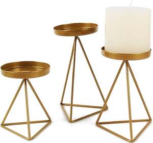 Juego de 3 portavelas de nuevo diseño para el hogar, Hotel y boda, candelabro, Color dorado, diseño moderno, portavelas de Metal - Product Image 2