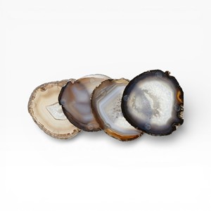 Posavasos de Ágata Natural Gris Hielo y Blanco con Textura Cristalina y Bordes Dorados para una Decoración Minimalista de Lujo - Product Image 6