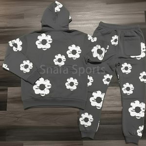 Ensemble de survêtement en denim imprimé à la mode, avec capuche, pour l'hiver, survêtement décontracté et léger - Product Image 2