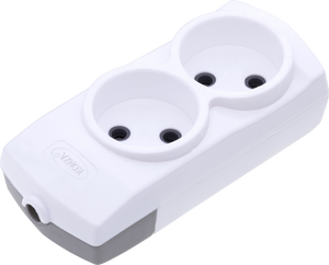 Prise double sans câble, non mise à la terre, 16A 250V, Konza, fabriqué en Turquie - Product Image 1