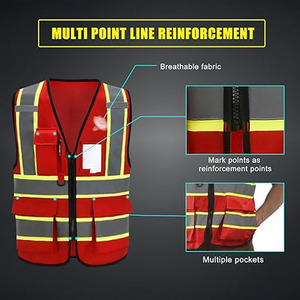 Vêtements de sécurité réfléchissants multi-poches personnalisés Gilet de construction Gilet réfléchissant haute visibilité Gilet de sécurité pour la circulation - Product Image 3