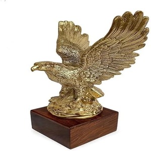 รูปปั้นนกอินทรีบินสีทองโบราณตกแต่ง24ซม. 10ซม. โลหะของที่ระลึกรางวัลอาร์ตเดคโคพร้อมฐานโชว์ - Product Image 3
