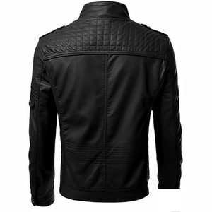 Veste en cuir véritable de style de rue personnalisée de haute qualité Type ample en peau de mouton col montant Logo avant teint à la commande - Product Image 2