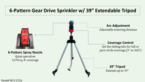 Hallgrand HG11556A Aspersor de transmisión de engranajes de 6 patrones más sistema de nebulización con trípode extensible de 39 "(ABS y metal) - Product Image 2