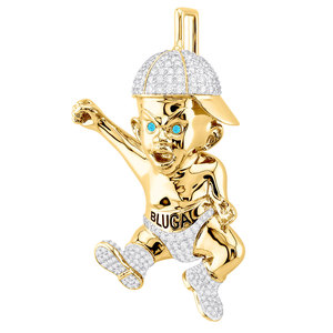 Pendentif personnalisable pour homme en alliage de zinc, strass en cristal certifié IGI VVS, style hip-hop glacé, plaqué or, pour fêtes - Product Image 5