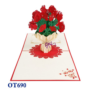 งานหัตถกรรมกระดาษยอดนิยมสำหรับของขวัญและงานฝีมือมีดีไซน์ตามสั่ง3D แฮนด์เมดสไตล์เวียดนามป๊อปการ์ดกุหลาบ - Product Image 1