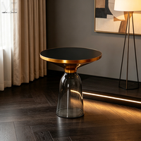 Table d'appoint ronde ronde en métal chromé de style nordique avec motif en marbre Table de chevet décorative en verre