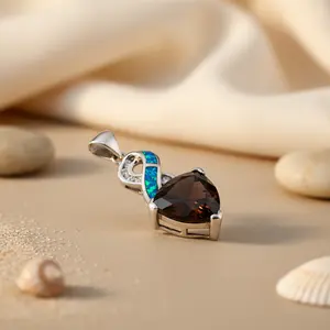 "Platinum Rhodium-Plated <b>Heart</b> Pendant <b>Necklace</b> for Women-Trendy Gift Option" - Product Image 2