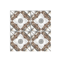 Carrelage mural et de sol en puzzle, effet tapis, décoratif, en porcelaine polie brillante, luxe, noir doré, motif traditionnel, or, pour la chambre
