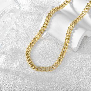 Collar de Cadena de Eslabones Gruesos de Plata de Ley Chapada en Oro con Diamantes para Hombre, Moda 2023 - Product Image 4