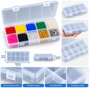 10 Compartment Clear Plastic Organizer <b>Storage</b> <b>Box</b> for Jewelry Beads Crafts Screws Hardware <b>Small</b> Parts – Made in Türkiye - Product Image 4
