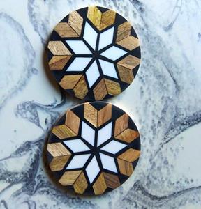MARBLE WOODEN Custom Material Coaster Set Classic Style <b>round</b> Stone Pads for Kitchen Made in India - Product Image 2