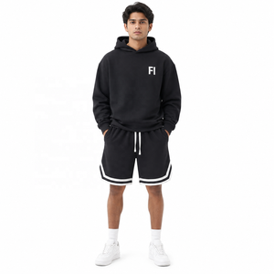 Ensemble de survêtement personnalisé en molleton épais avec sweat à capuche et short de sport, style streetwear oversize, en coton polaire, vente en gros ODM - Product Image 1