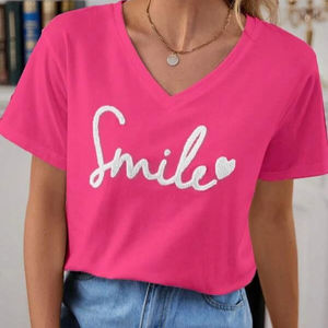 Camisetas bordadas para mujer, camiseta informal para mujer, camiseta de gran tamaño para mujer - Product Image 1