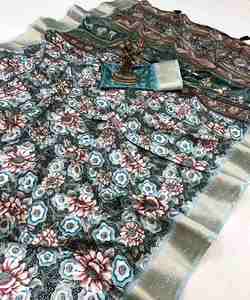 Saree en coton organza pour fête indienne - Product Image 4