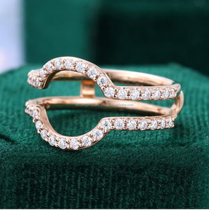 Vente en gros de bijoux fins Bague originale en argent étourneau 925 Bague en argent pur plaqué or rose Bague de mariage double incurvée - Product Image 6